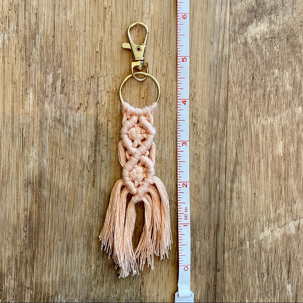 Pink Macrame Keychain - Picture 3 of 3